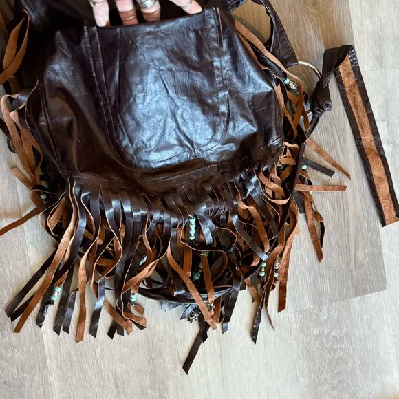 Handmade One of a Kind Fringe Boho Bag with Lots of Dangly Jewels.